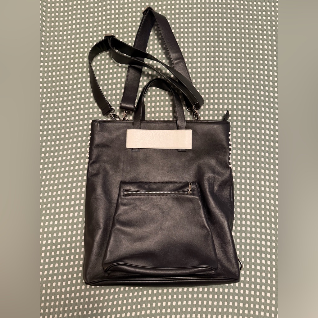 Krost Black Faux Leather Satchel Bag